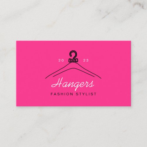 Pink Neon Hanger Fashion Stylist Business Card