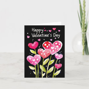 Pink Neon Hearts and Flowers Valentine's Greeting Holiday Card