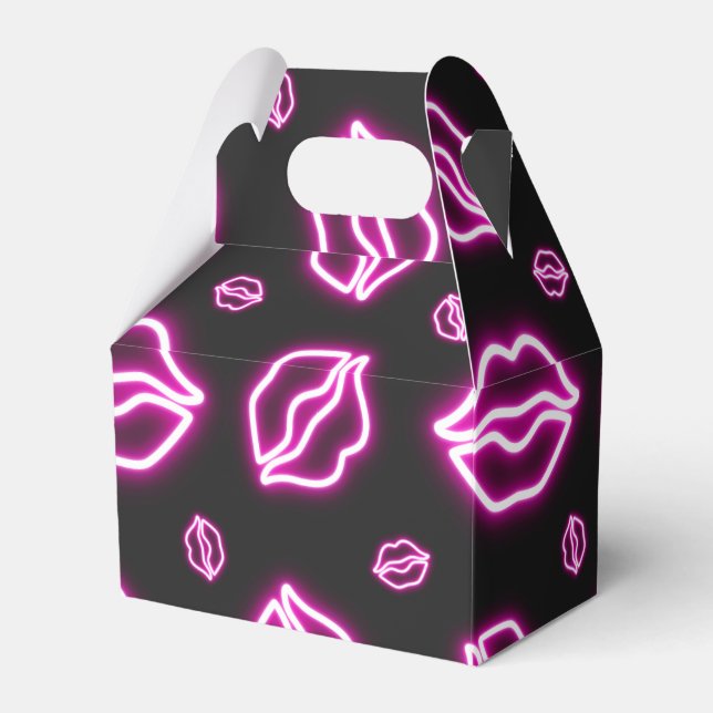 Pink Neon Kiss Favor Boxes (Front Side)