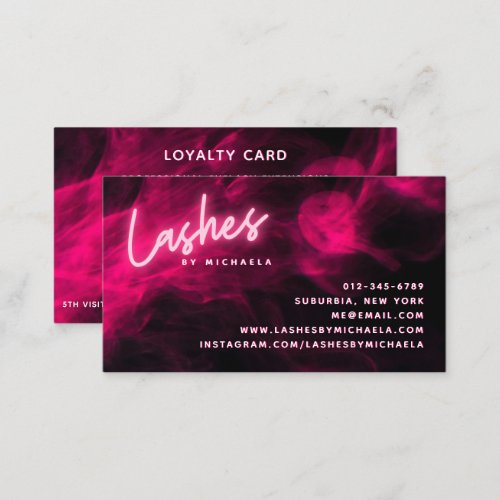 Pink Neon LashesEyelash Extensions Loyalty Cards