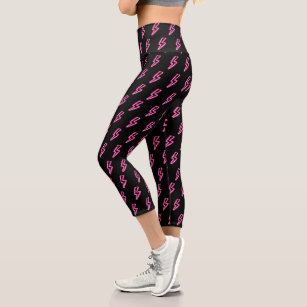 Black Women's Lip Print Capri Leggings