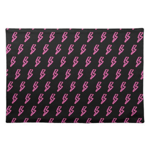 Pink Neon Lightning Bolt Pattern Cloth Placemat