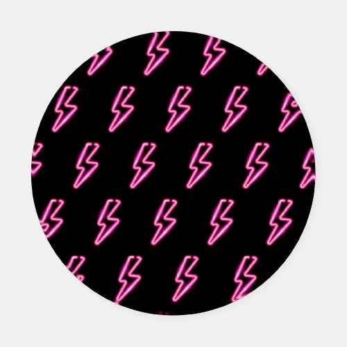 Pink Neon Lightning Bolt Pattern Coaster Set