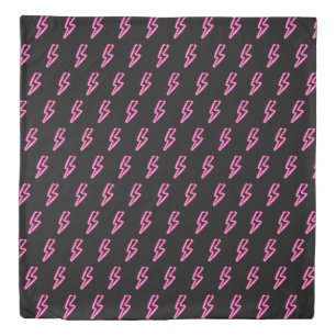 Pink Neon Lightning Bolt Pattern Duvet Cover