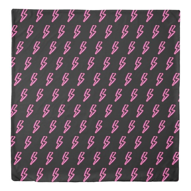 Pink Neon Lightning Bolt Pattern Duvet Cover (Front)