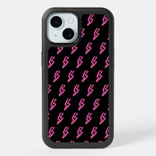 Pink Neon Lightning Bolt Pattern iPhone 15 Case