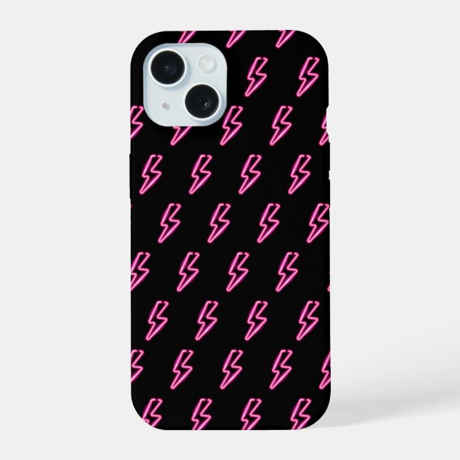 Pink Neon Lightning Bolt Pattern Iphone Case (Back)