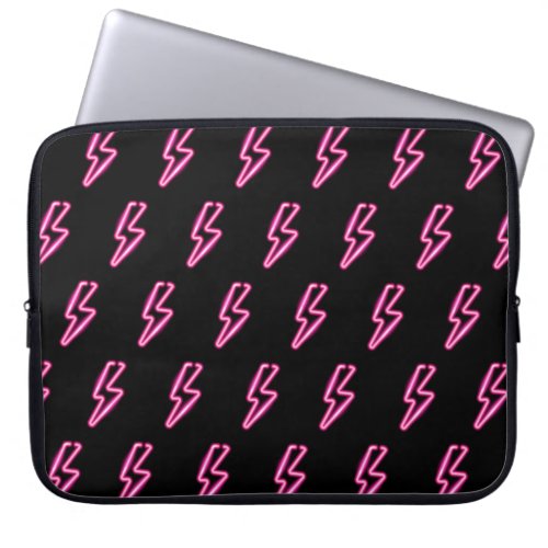 Pink Neon Lightning Bolt Pattern Laptop Sleeve