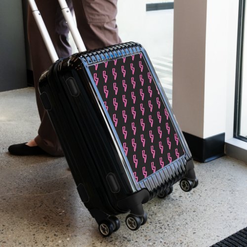 Pink Neon Lightning Bolt Pattern Luggage