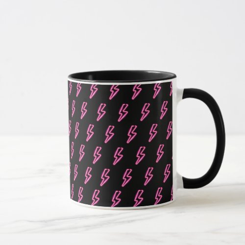 Pink Neon Lightning Bolt Pattern Mug