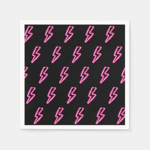 Pink Neon Lightning Bolt Pattern Napkins