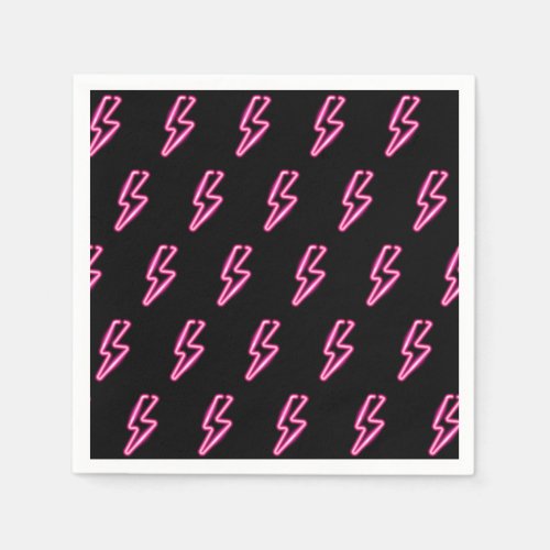Pink Neon Lightning Bolt Pattern Napkins