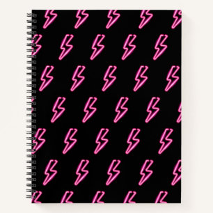Pink Neon Lightning Bolt Pattern Notebook