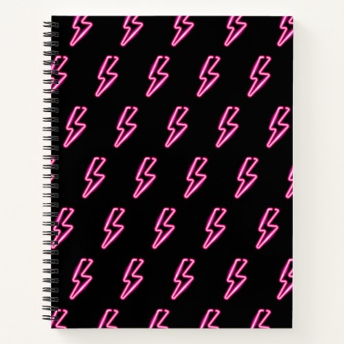 Pink Neon Lightning Bolt Pattern Notebook