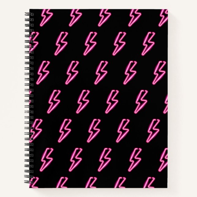 Pink Neon Lightning Bolt Pattern Notebook (Front)