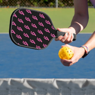 Pink Neon Lightning Bolt Pattern Pickleball Paddle