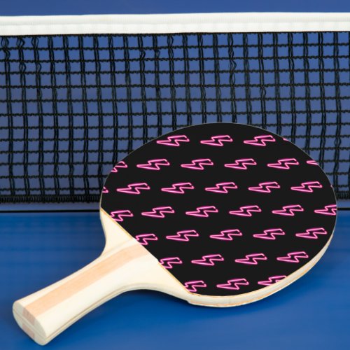 Pink Neon Lightning Bolt Pattern Ping Pong Paddle