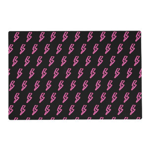 Pink Neon Lightning Bolt Pattern Placemat