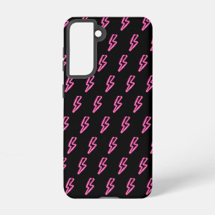 Pink Neon Lightning Bolt Pattern Samsung Galaxy S21 Case