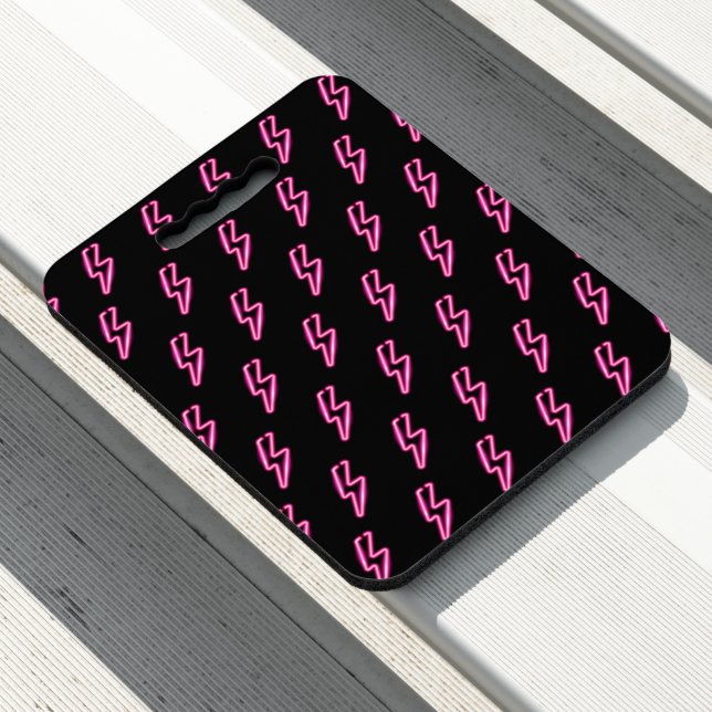 Pink Neon Lightning Bolt Pattern Seat Cushion (In Situ)