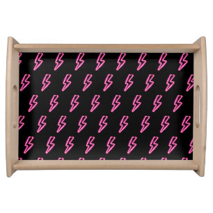 Pink Neon Lightning Bolt Pattern Serving Tray