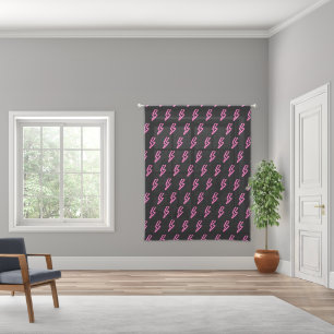 Pink Neon Lightning Bolt Pattern Sheer Curtains