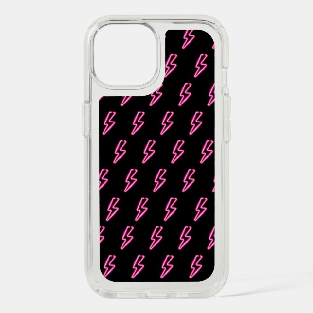Pink Neon Lightning Bolt Pattern Speck iPhone Case (Front)