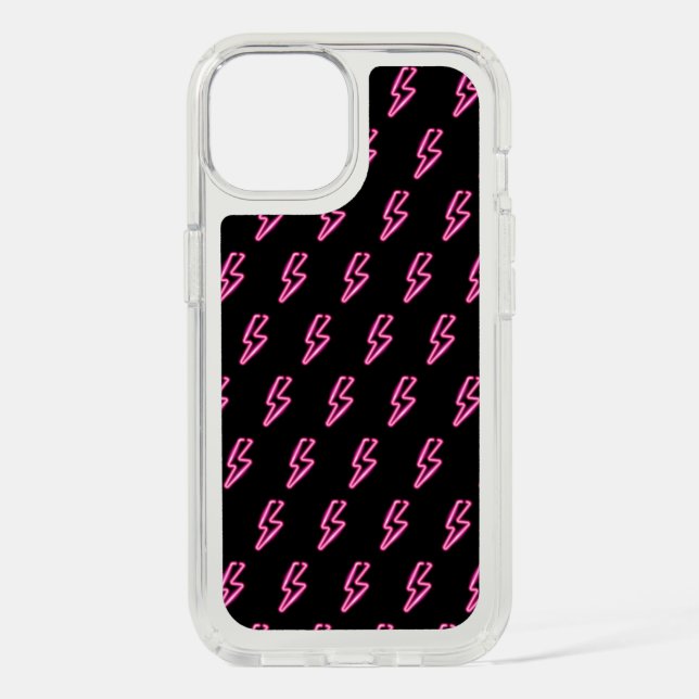 Pink Neon Lightning Bolt Pattern Speck iPhone Case (Front)
