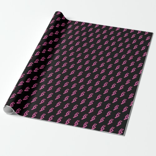 Pink Neon Lightning Bolt Pattern Wrapping Paper