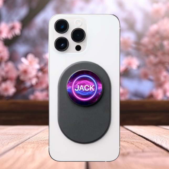 Pink Neon Modern Rave Party Popgrip PopSocket (Creator Uploaded)