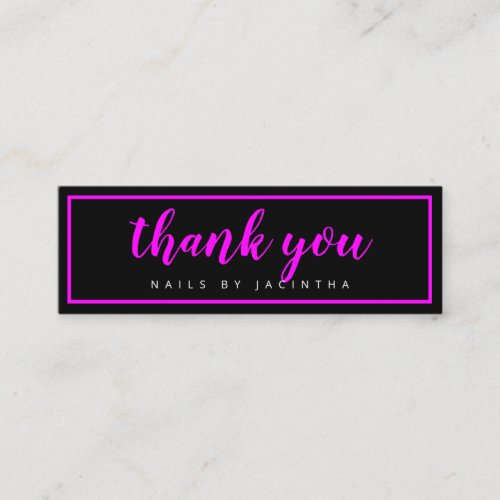 Pink Neon Modern Trendy Hair Nails Salon Loyalty Mini Business Card