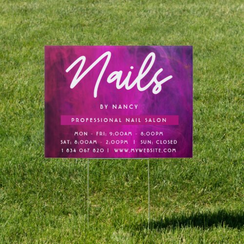 Pink Neon Nail Salon Nail Tech Sign