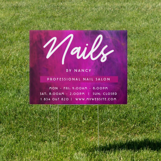 Pink Neon Nail Salon Nail Tech Sign (Insitu)