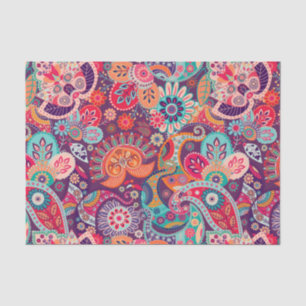 Pink neon Paisley floral pattern Tissue Paper