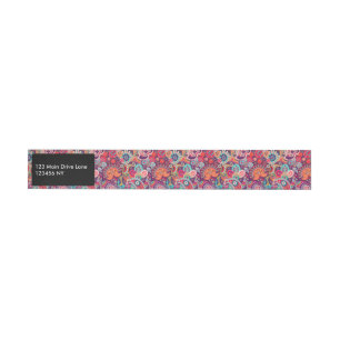 Pink neon Paisley floral pattern Wrap Around Address Label