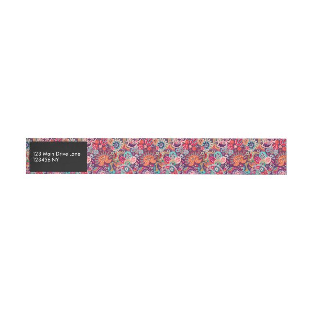Pink neon Paisley floral pattern Wrap Around Address Label (Individual)