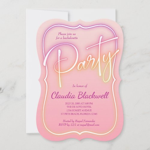 Pink Neon Party Invitation