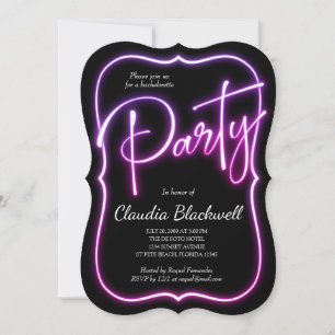 Pink Neon Party Invitation