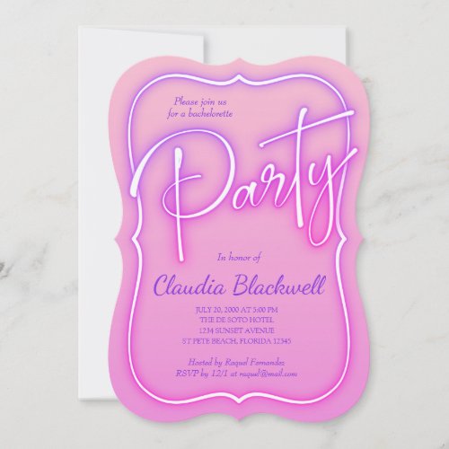 Pink Neon Party Invitation