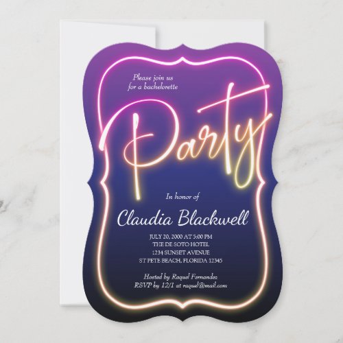 Pink Neon Party Invitation