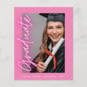 Pink Neon Photo High School Cheap Graduation Card (Front)