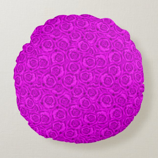 Pink neon round pillow (Front)