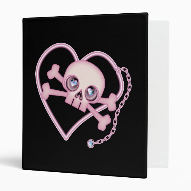 Pink Neon Skull 3 Ring Binder (Front/Inside)