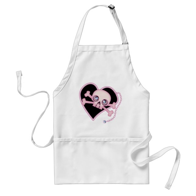 Pink Neon Skull Adult Apron (Front)