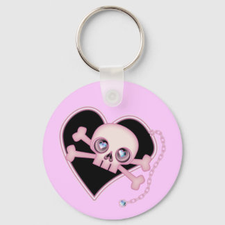 Pink Neon Skull Keychain