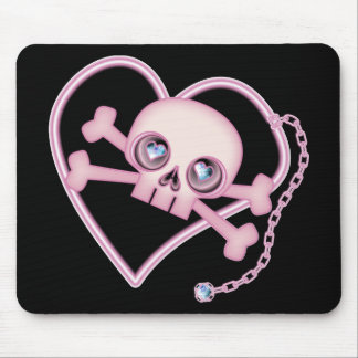 Pink Neon Skull Mouse Pad