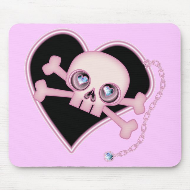 Pink Neon Skull Mouse Pad (Front)