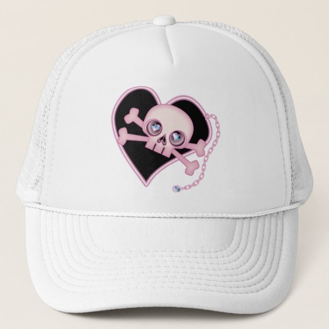 Pink Neon Skull Trucker Hat (Front)