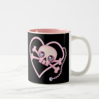 Pink Neon Skull Two-Tone Coffee Mug