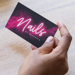 Pink Neon &amp; Smoke Nail Salon/Technician Business Card